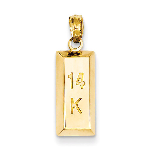 14k 3-D, 14k Gold Bar Pendant C3216