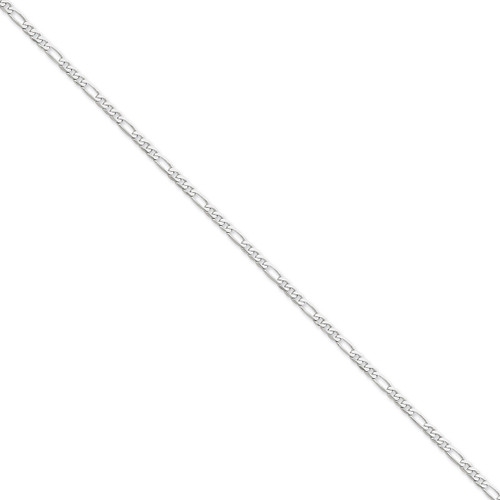 3.0mm Flat Figaro Chain Anklet 10 Inch 14k White Gold WFIG080-10