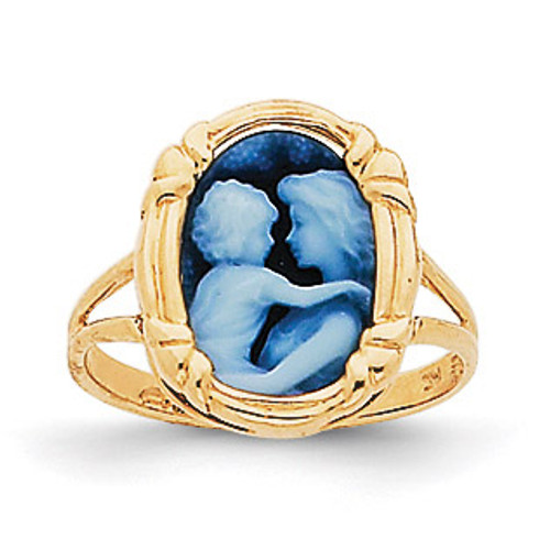 Agate Everlasting Love Cameo Ring 14k Gold XU424