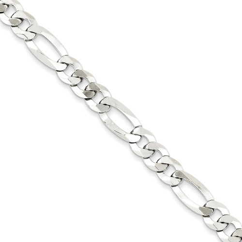 24 Inch 7.5mm Polished Flat Figaro Chain Sterling Silver QMB180-24