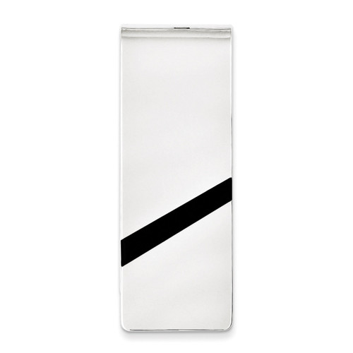 Black Enameled Money Clip Sterling Silver QQ403