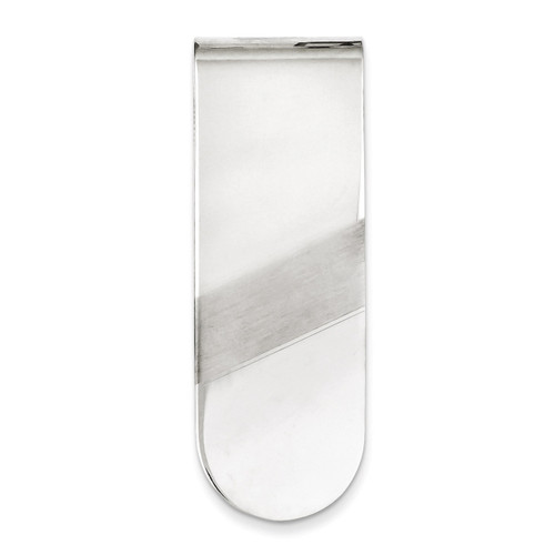 Brushed & Polished Money Clip Sterling Silver Rhodium-plated QQ497