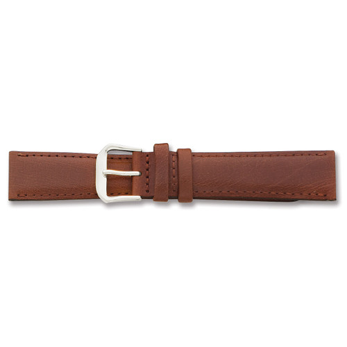 15mm Havana Smooth Leather Watch Band 7.5 Inch Silver-tone Buckle BAW117-15