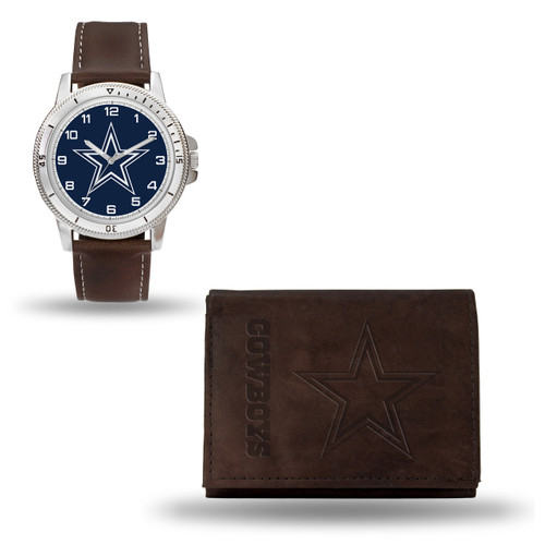Dallas Cowboys Brown Leather Watch & Wallet Set GC4854