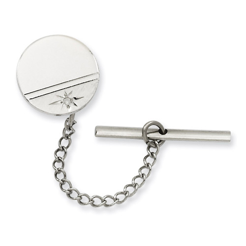 Kelly Waters .01 Ct. Diamond Polished Florentined Tie Tack Rhodium-plated GP3852