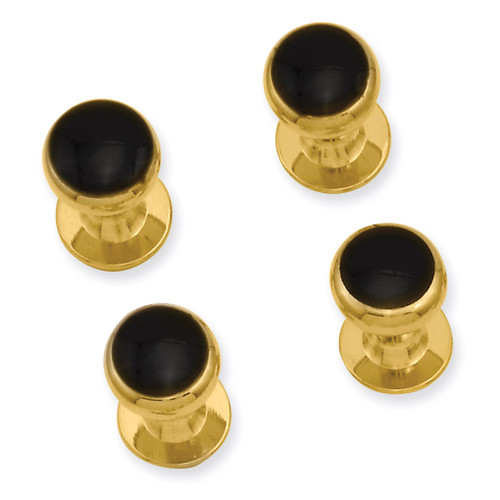 Kelly Waters Four Piece Black Epoxy Tuxedo Studs Gold-plated KW583