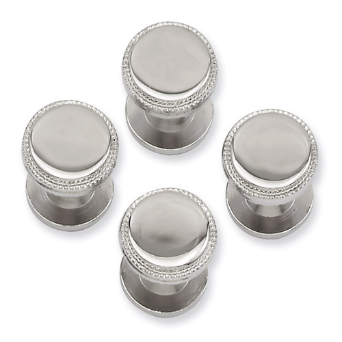 Kelly Waters Four Piece Polished Beaded Tuxedo Studs Rhodium-plated KW587