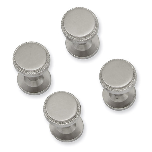 Kelly Waters Four Piece Florentined Beaded Tuxedo Studs Rhodium-plated KW591