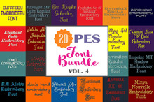 20 PES Font Bundle - Volume 4 - 20 Machine Embroidery Fonts