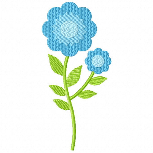Bright Blue Flower - Flower Embellishment #02 Machine Embroidery Design