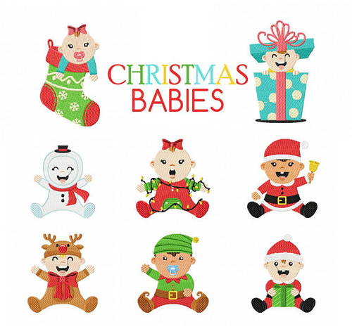 Christmas Babies Collection of 8 Machine Embroidery Designs
