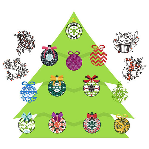 Christmas Ornaments Collection of 16 Machine Embroidery Designs