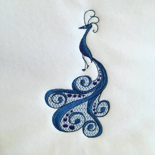 Ornamental Peacock Stitched