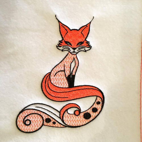 Fox Machine Embroidery Design Stitched