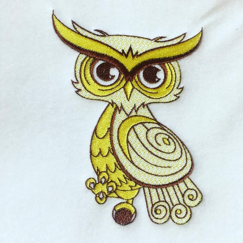 Owl Machine Embroidery Design Stitched