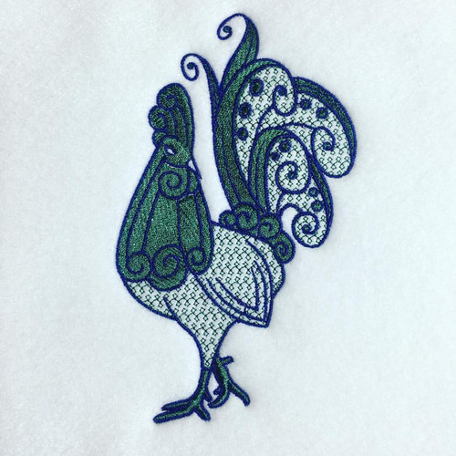 Rooster Machine Embroidery Design Stitched