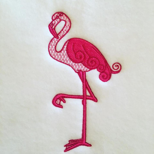 Flamingo Machine Embroidery Design Stitched