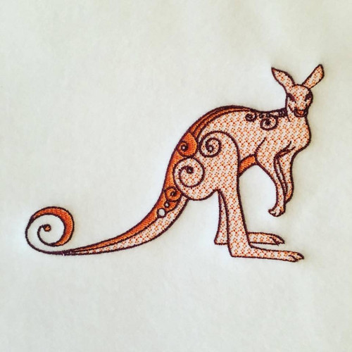 Kangaroo Machine Embroidery Design Stitched
