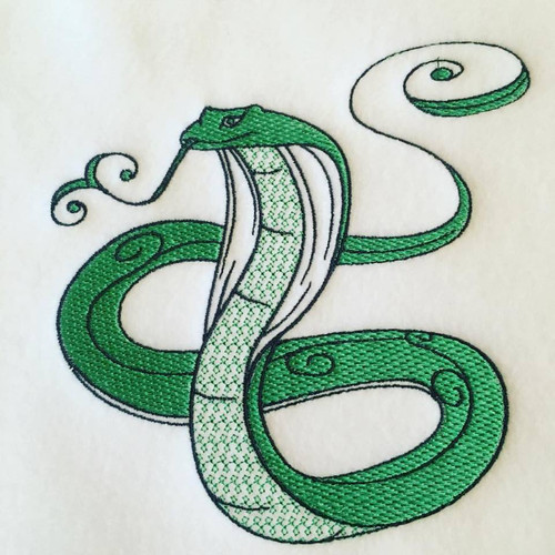 Cobra Machine Embroidery Design Stitched