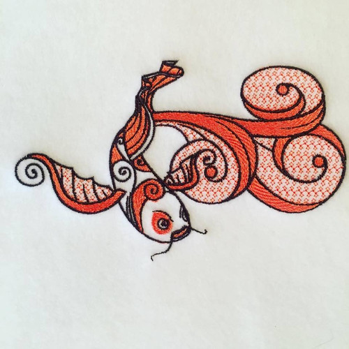 Koi Carp Machine Embroidery Design Stitched
