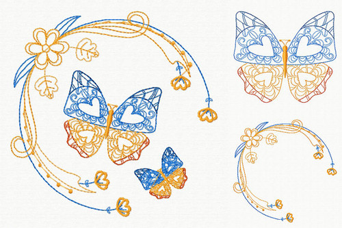 Beautiful Butterfly and Floral #11 Machine Embroidery Designs