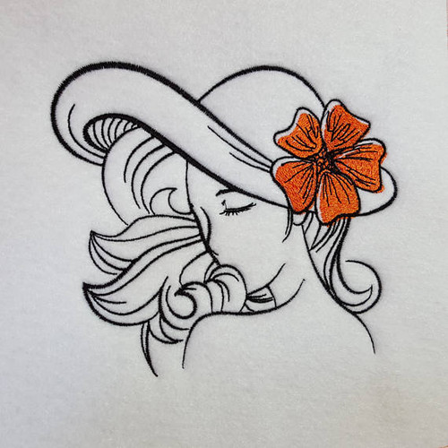 Flower Hat Modern Ladies #2 Machine Embroidery Designs