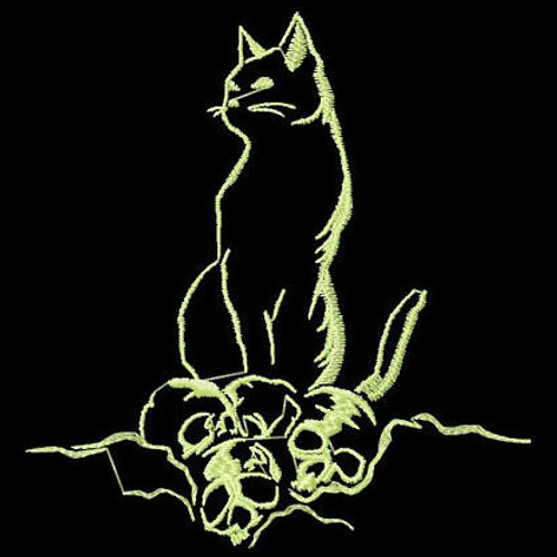 Cat - Glow in the Dark Halloween #02 Machine Embroidery Design