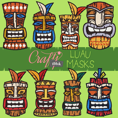 Luau Mask Collection 8 Machine Embroidery Designs