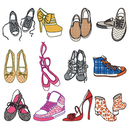 Shoe Collection of 12 Machine Embroidery Designs
