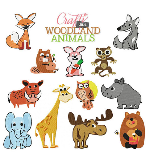 Woodland Animals Collection 12 Machine Embroidery Designs