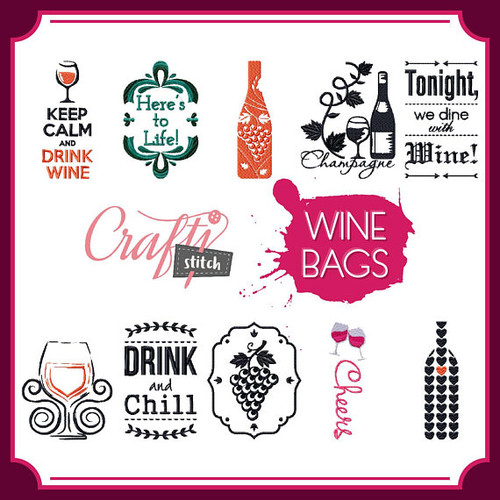 Wine Bags Collection of 10 Machine Embroidery Designs