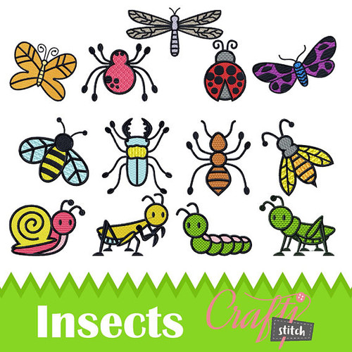 Insect Collection of 13 Machine Embroidery Designs