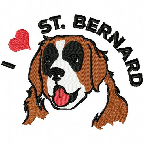 I love St. Bernard - St. Bernard Collection #02 Machine Embroidery Design
