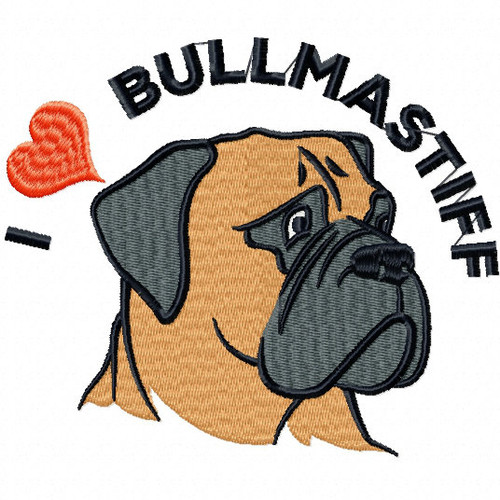 I love Bullmastiff - Bullmastiff Collection #02 Machine Embroidery Design