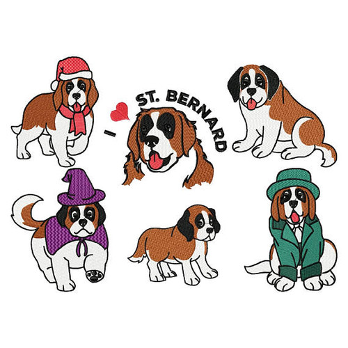 St. Bernard Collection of 6 Machine Embroidery Designs