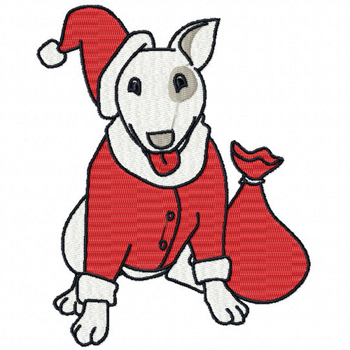 English Bull Terrier - Santa Dog #01 Machine Embroidery Design