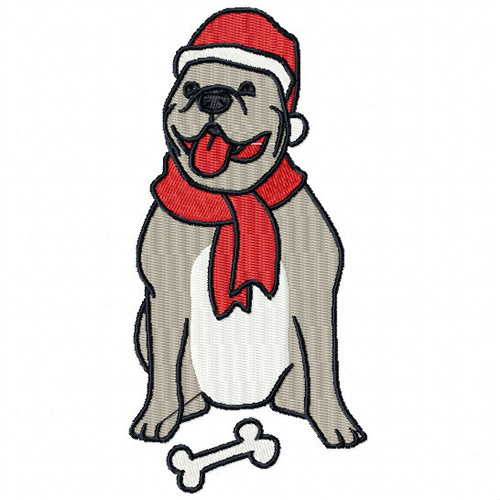 Pitbull - Santa Dogs #05 Machine Embroidery Design