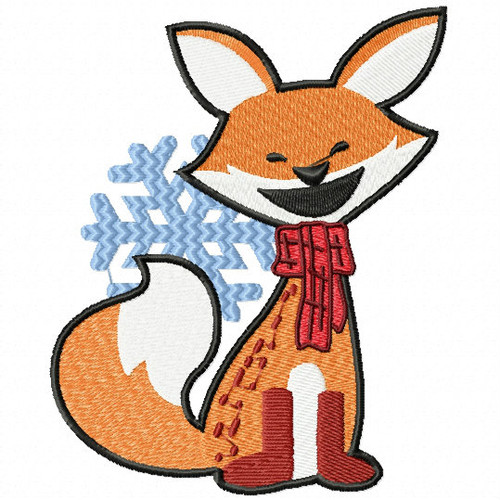 Christmas Fox with Snowflakes - Christmas Woodland Animals #02 Machine Embroidery Design