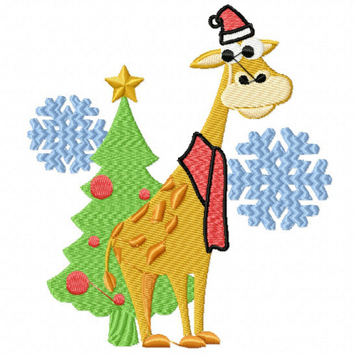 Christmas Giraffe - Christmas Woodland Animals #10 Machine Embroidery Design
