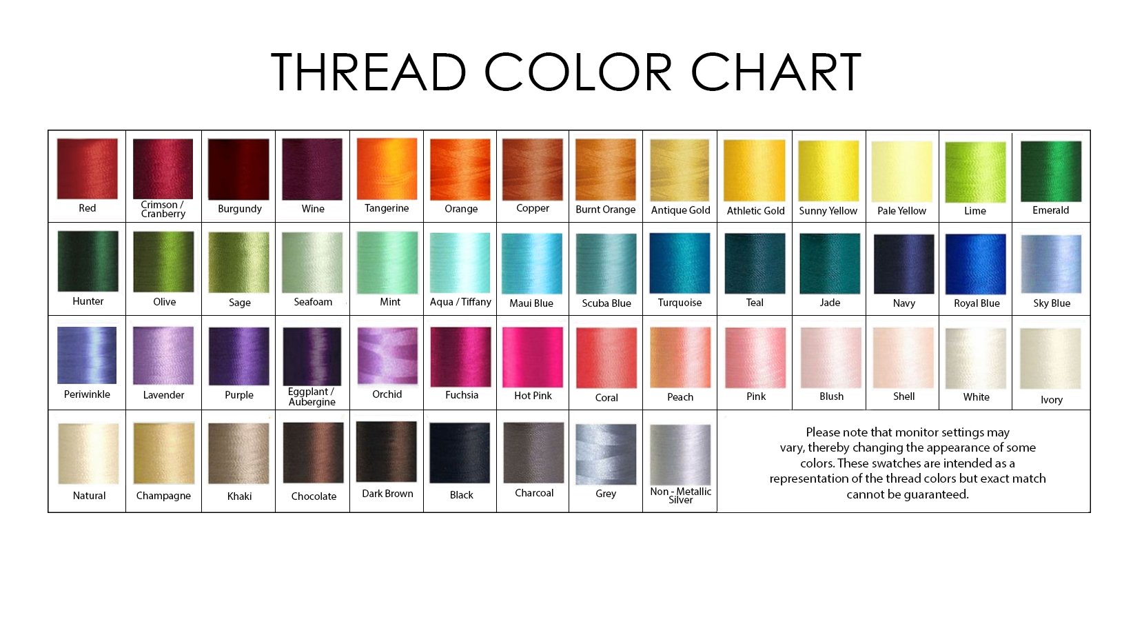 Thread Color Chart