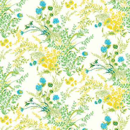 Perennial Floral Fabric (Turquoise)