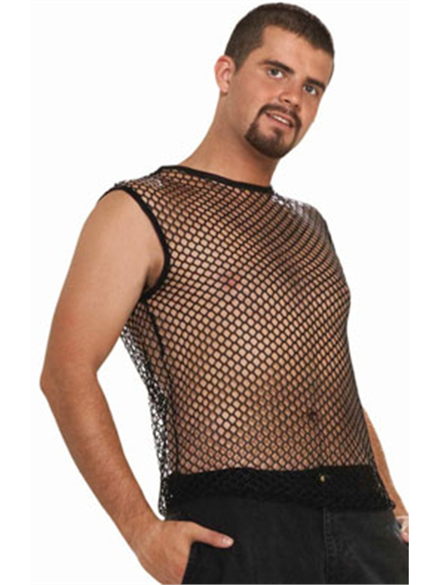◆MUCENT◆ Shat Rivet Pigment Cut l Logo Sleeveless Nash Adult Black Costume Fishnet Retro 80s Hip Hop Sleeveless