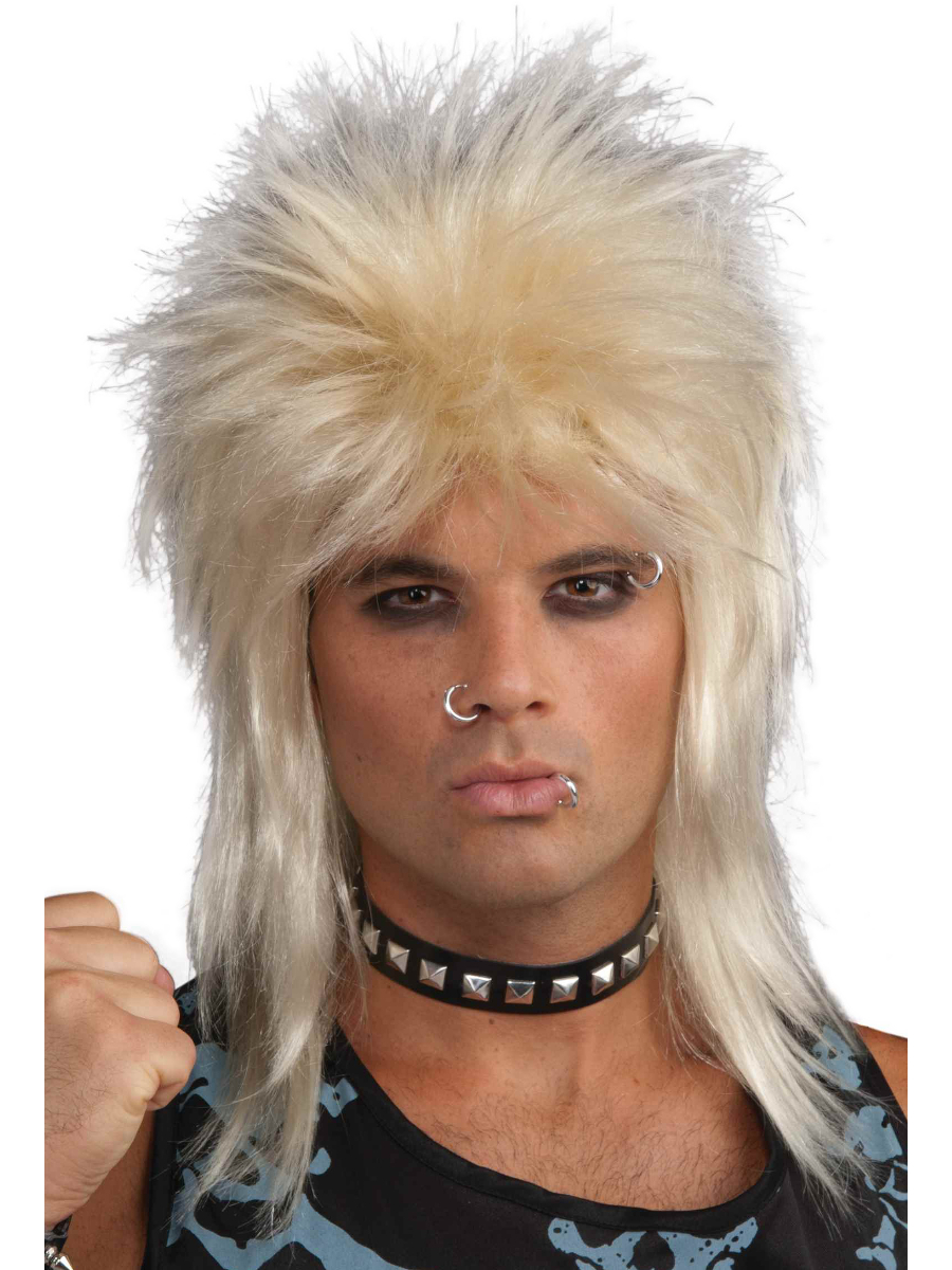 80s Rock Star Unisex Blonde Spiked Rocker Costume Wig 721773652578