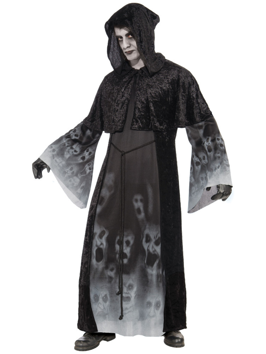 Adults Mens Death Grim Reaper Forgotten Souls Skull Robe Costume Size ...