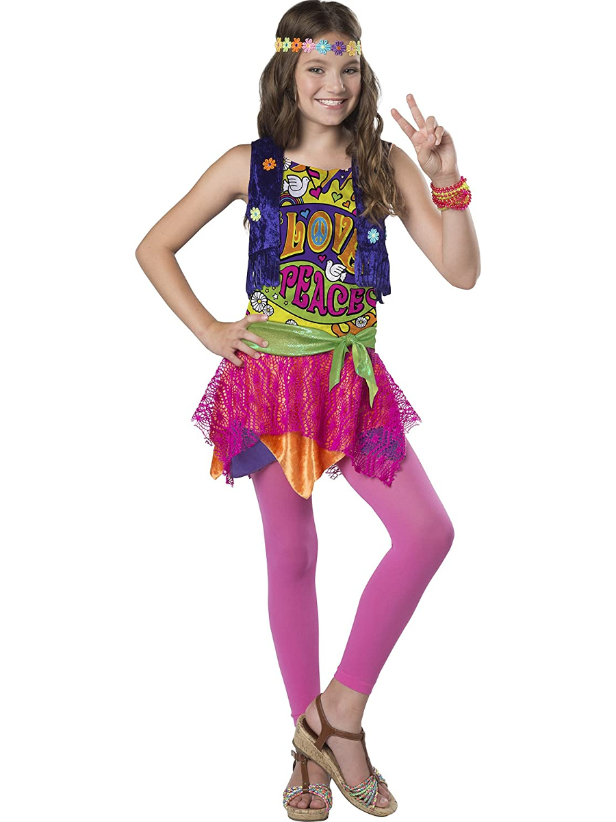 60s Hippie Groovy Girl Girl's Teen Costume Large 12-14 843269052027 | eBay