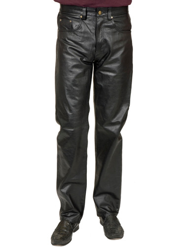 Black 4 Pocket Faux Leather Pants