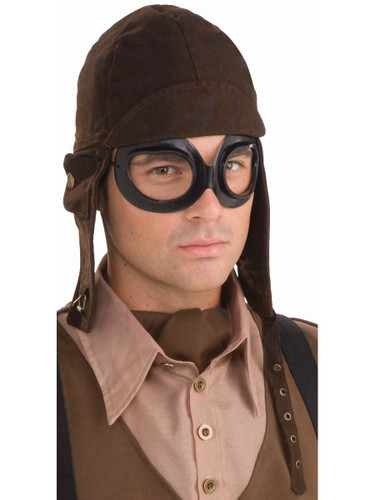 brown aviator hat and goggles set