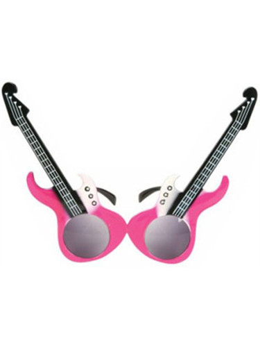 Retro Rock Star Hero Pink Guitar Glasses Sunglasses