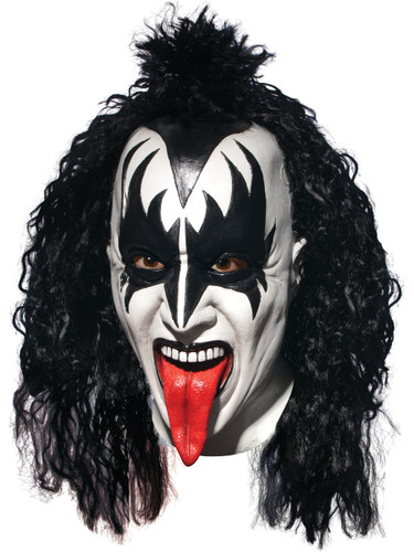 Adult Kiss Gene Simmons The Demon Deluxe Overhead Mask with Hair