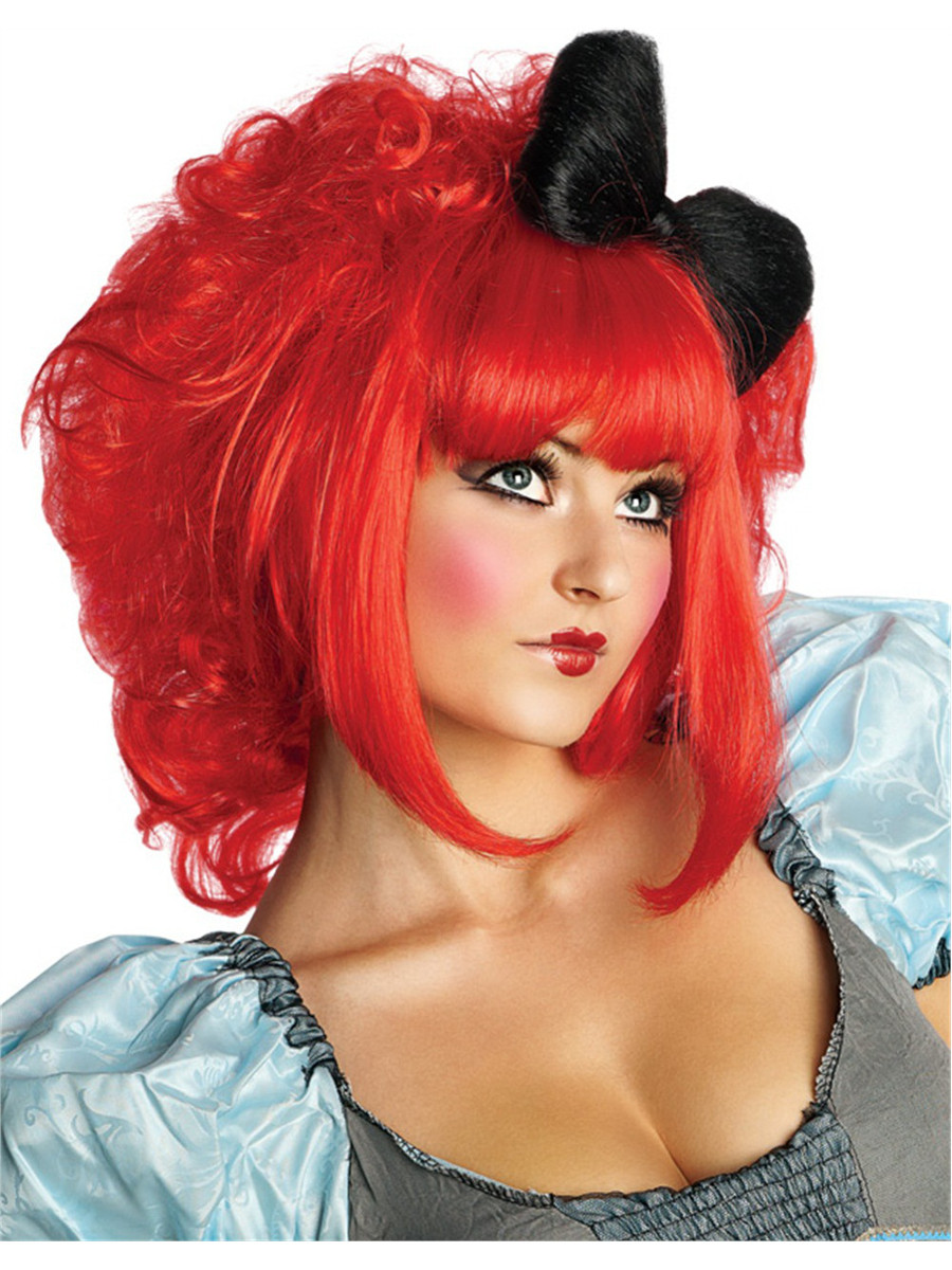 Women�s Red Harajuku Anime Wig With Black Bow